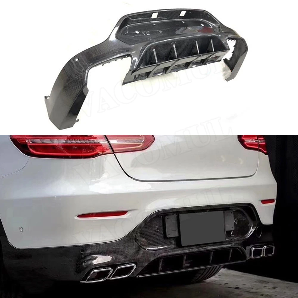 Углеродного волокна диффузор губа на задний бампер с выхлопные трубы для Mercedes Benz