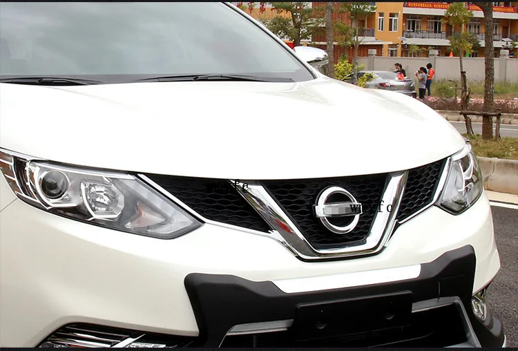 Подходит для NISSAN QASHQAI Хромированная передняя решетка гриль головной светильник крышка отделка вставка Стайлинг молдинг Гарнир