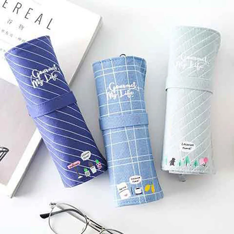 1 шт милый школьный пенал из хлопка и льна Pencilcase мультфильм Roll Pencial сумка для мальчиков и девочек канцелярские принадлежности для карандашей