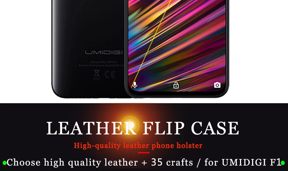 Роскошный кожаный чехол-книжка RYKKZ для UMIDIGI F1 6,3 '', чехол-подставка для мобильного телефона UMIDIGI F1, кожаный чехол для телефона