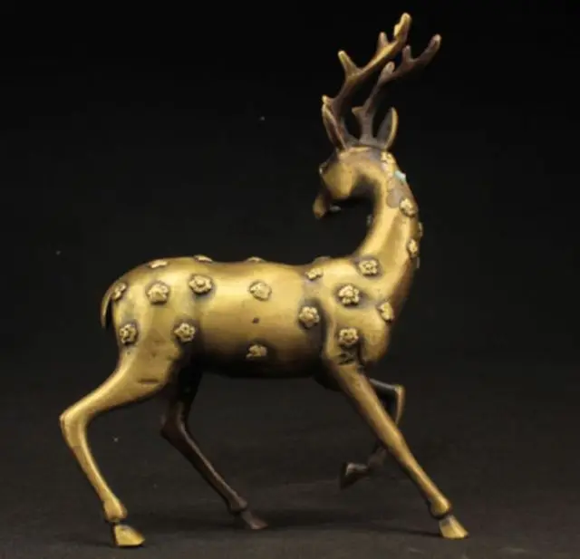 Красивая китайская декоративная статуя пятнистого оленя ручной работы из старой