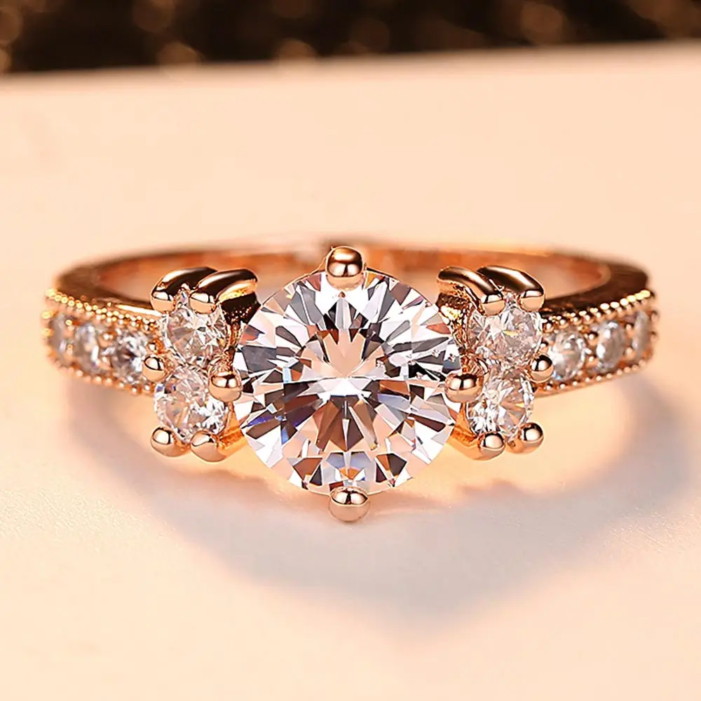 Women's 10KT Rhodium Filled Ring with AAAA Zirconia, Round Cut Ladies Fashion Jewelry for Party and Anniversary Gift image 5