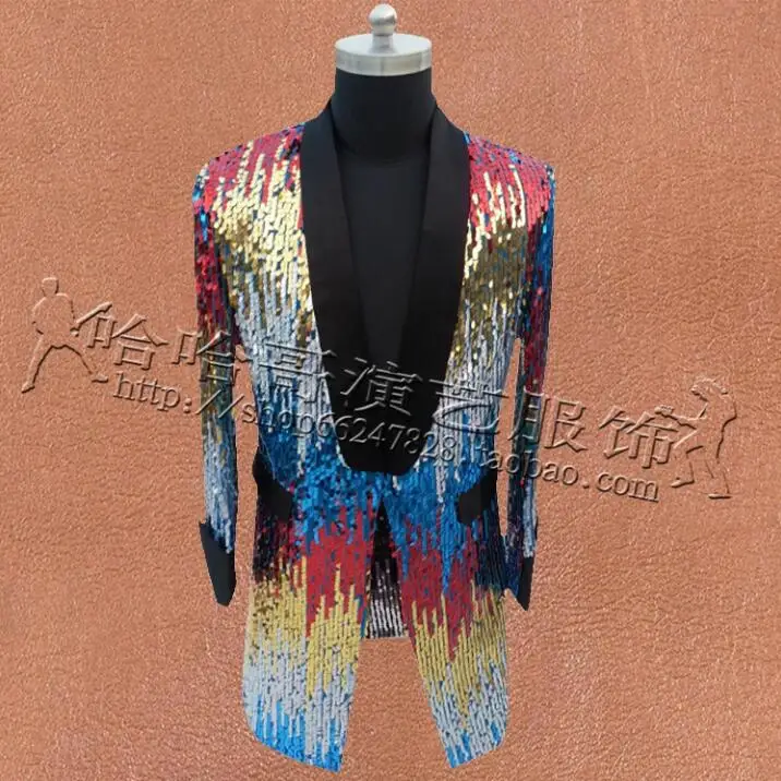 Мужская тонкая Длинная секция модные градиентные блёстки платья для ночных