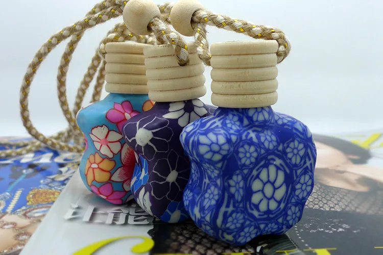 

100pcs Fine clay ornaments car perfume oils pendant hanging car perfume bottles apple , apple shape perfume bottle glass