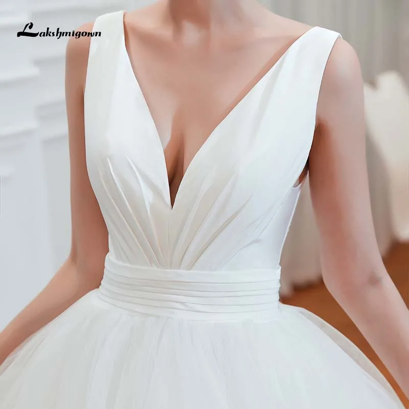 Глубокий v-образный вырез пляжное свадебное платье в стиле бохо vestido De Noiva новые очаровательные кружевные свадебные платья с оборками robe de mariee