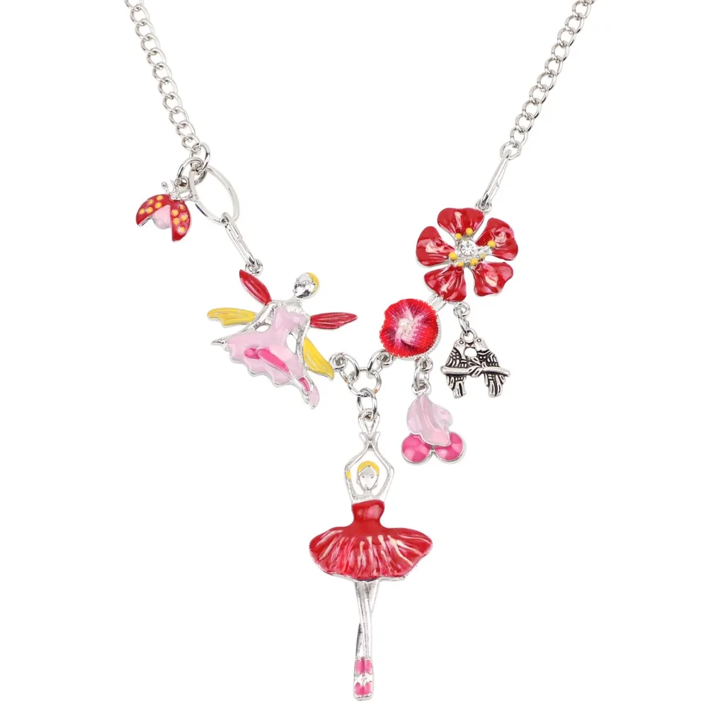 Бонсни Подвеска с ожерельем с изображением балерины-ангела для девочек.