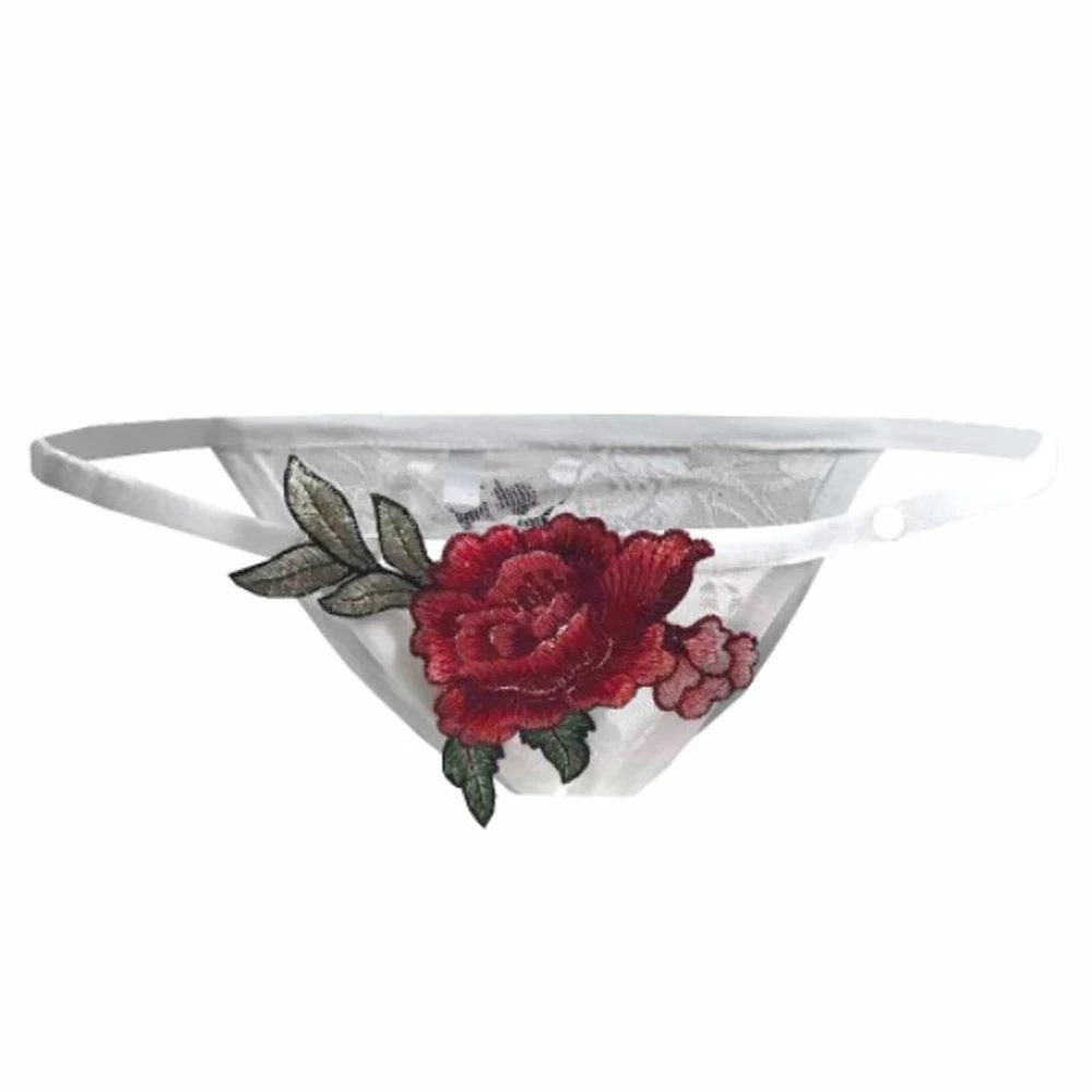 Модные сексуальные женские трусики прозрачные кружевные стринги с цветочным