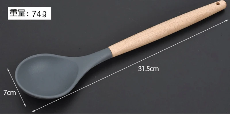 Ladle HIKUUI 1 шт. Розничная посуда кухонная посуда Пищевая силиконовая деревянная ручка кухонные инструменты Лопатка и ковш кухонные принадлежности 9 видов стилей - Цвет: Ladle