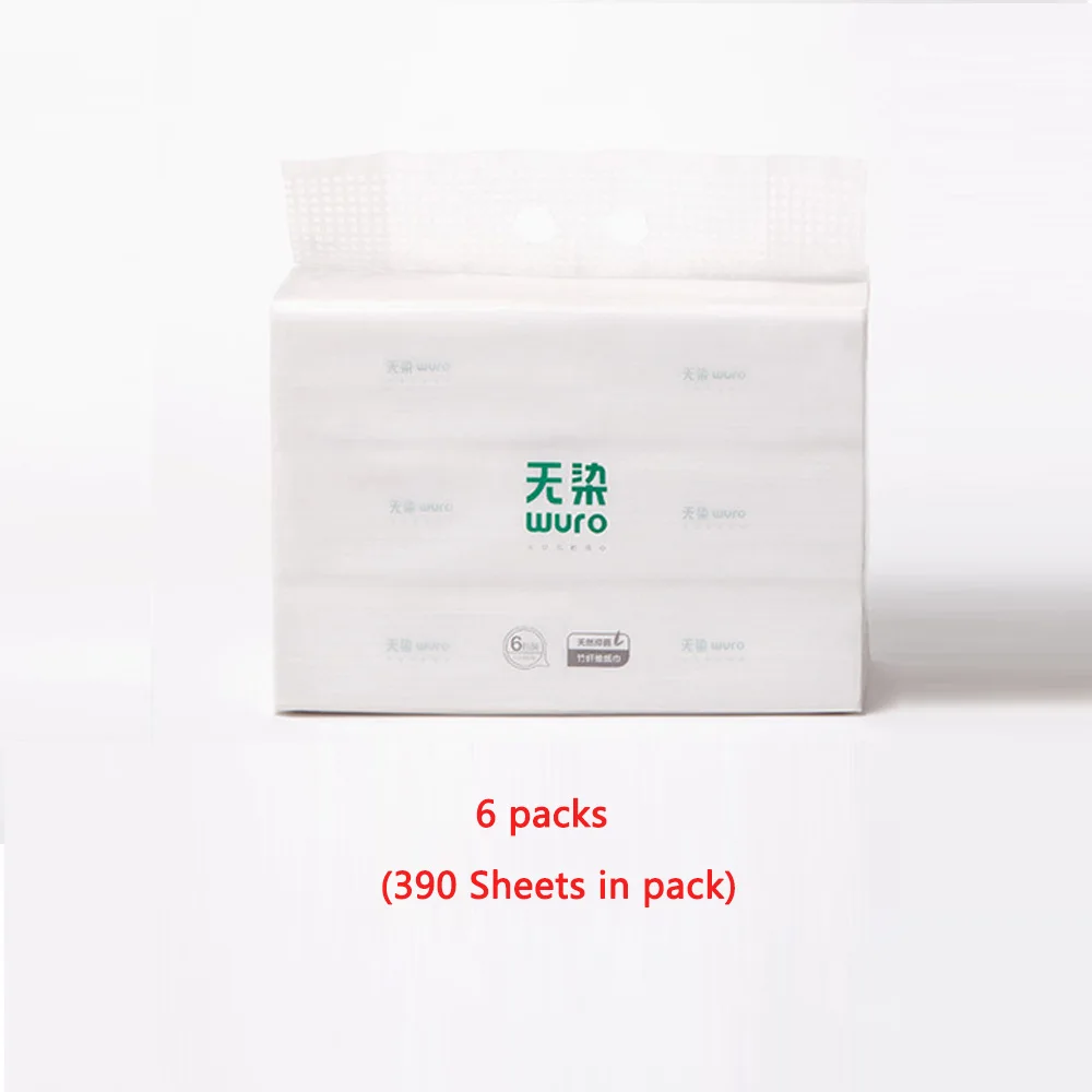 6 packs in a bag 4/6 упаковок Xiaomi Wuro family салфетка туалетная бумага Антибактериальная бумага Tissu s деревянный материал бумага для детей 390& 460 листов - Цвет: 6 packs in a bag