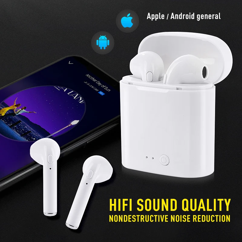 Беспроводной bluetooth-наушник I7 I7s спортивные наушники гарнитура с микрофоном для смартфона IPhone Xiaomi samsung huawei