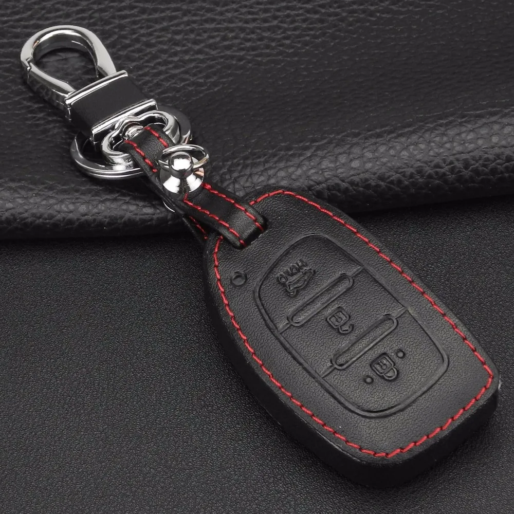 Кожаный чехол для ключа с дистанционным управлением и 3 кнопками Hyundai Avante /Porter