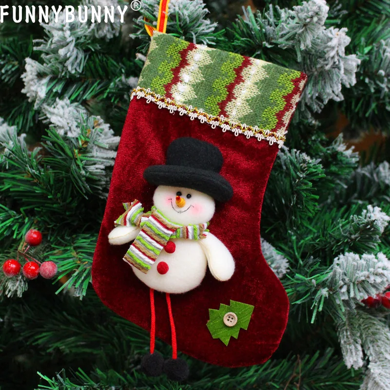 FUNNYBUNNY рождественские чулки 3D Плюшевые Детские Подарочные игрушки держатель