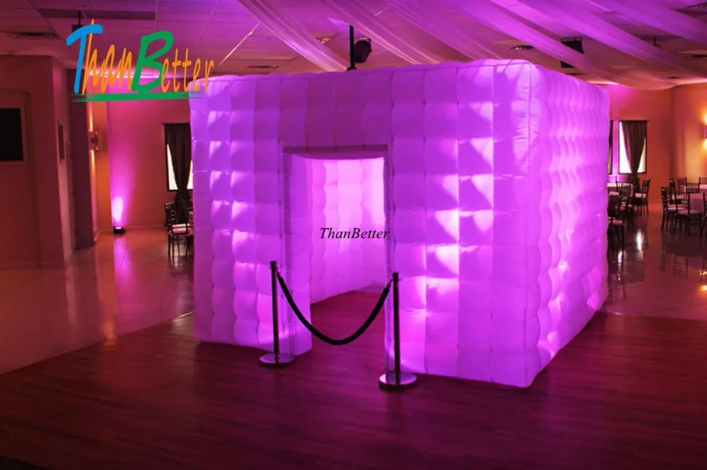 Kopen 3.0x3.0x2.4 M ThanBetter Custom Opblaasbare Foto Booth Opblaasbare Kubus Met Multi-color LED Licht