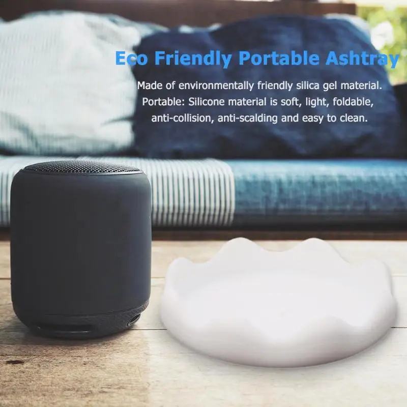 Силиконовая мягкая круглая Экологичная портативная пепельница резиновая