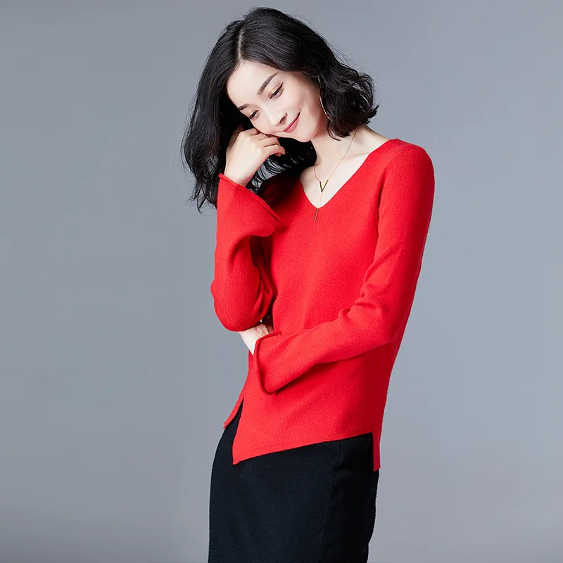 Вязаные Пуловеры Camisa Feminina сплит женская блузка нерегулярная одежда Офисная