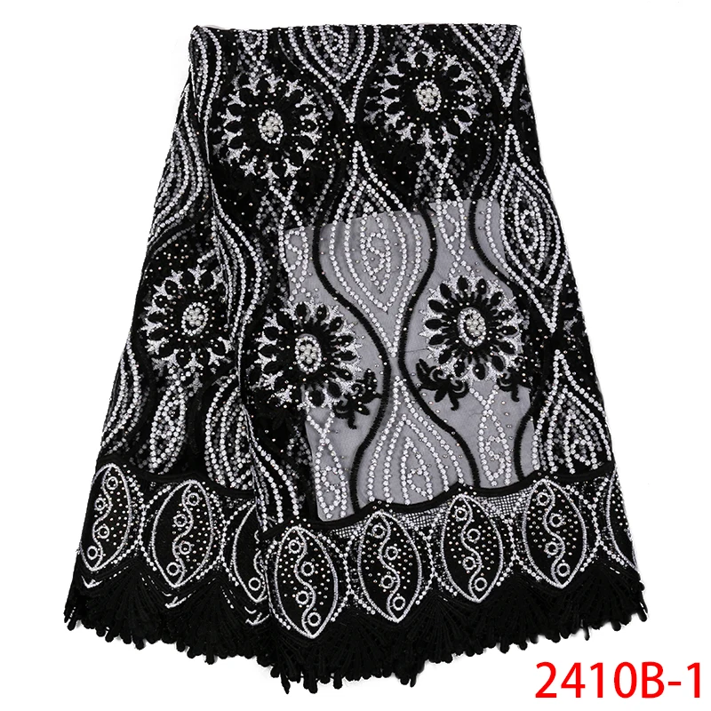 Африканская сетчатая кружевная ткань Нигерия Тюль вышитая черная французский
