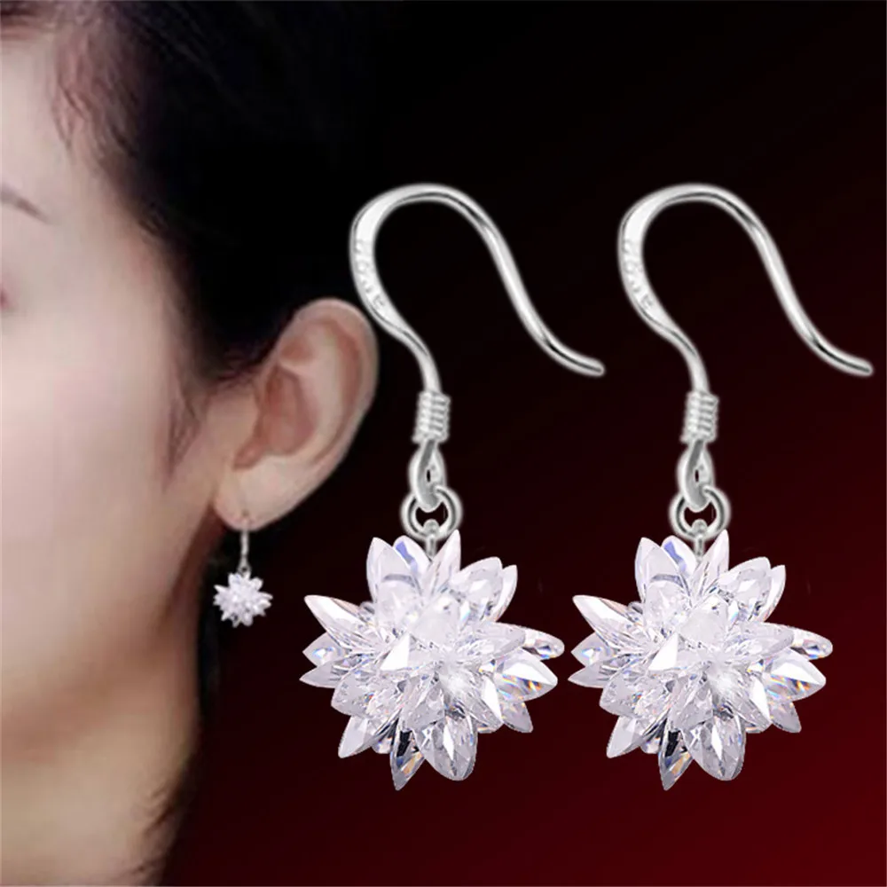 Женские Ювелирные наборы SHDEDE Ice Snow Flower кулоны серьги с кубическим цирконием