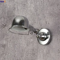 iwhd nordic modern led wall lamp home lighting switch adjustable metal painting silver wall sconce arandela lamparas de pared