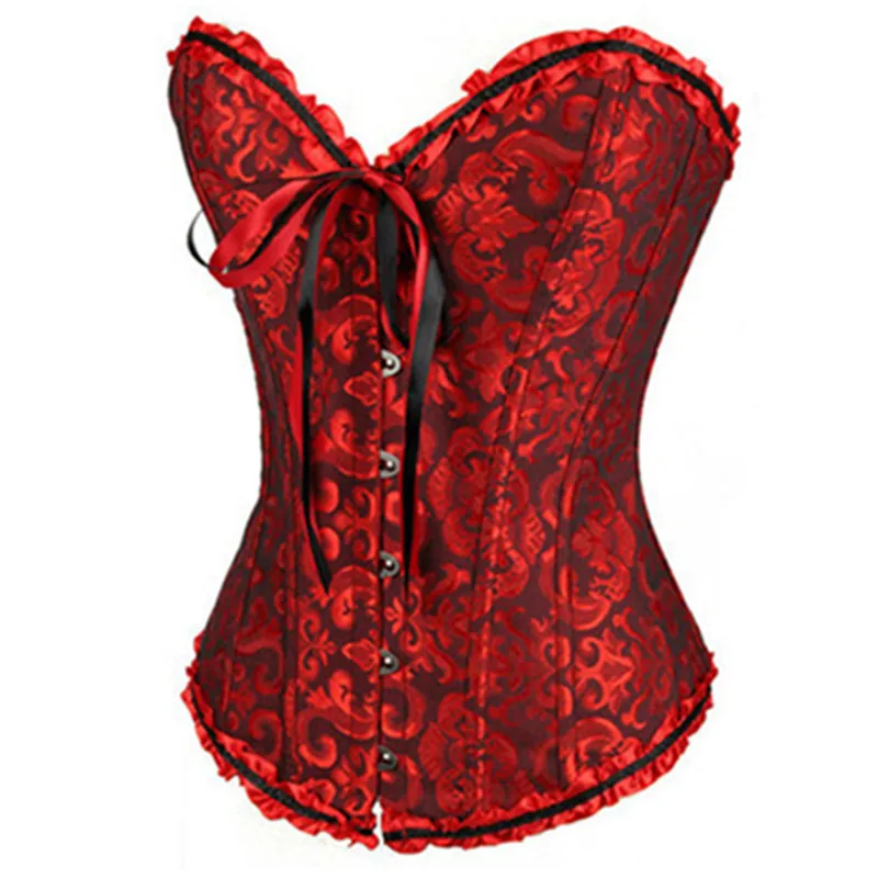Red And Black Corset S-XXL, женское стимпанк корсетное платье, винтажное бюстье, топ, готический корсет, корсет, платье, талия, корсет, сексуальный кружевной корсет и юбка - Цвет: Red And Black Corset