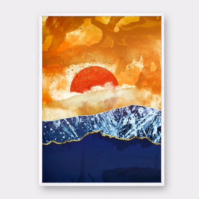 Abstract Amber Dusk and Reflection art Canvas Poster Natural poster Wall Pictures for Living Room No Frame | Дом и сад