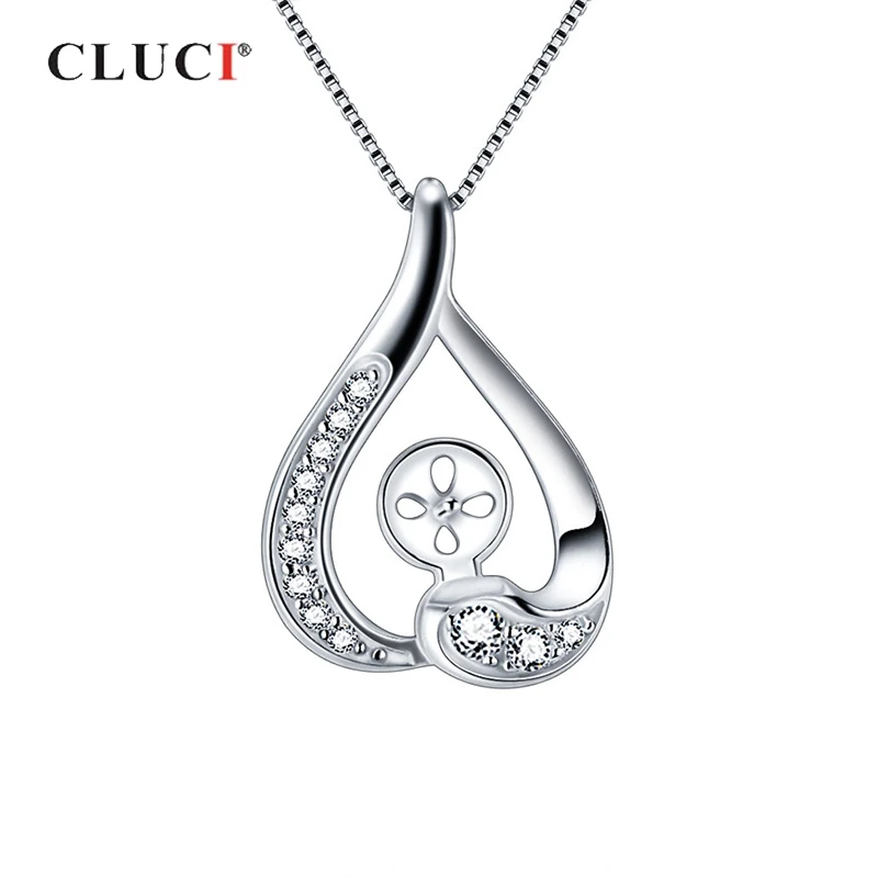 

CLUCI Silver 925 Women Charms Pendant Jewelry Gift Water Drop Pearl Pendant Mounting 925 Sterling Silver Pendant SP421SB