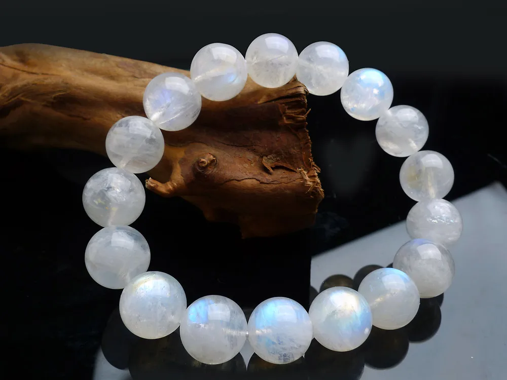 Высокое качество естественный синий свет лунный камень радуга 12 мм хрустальные