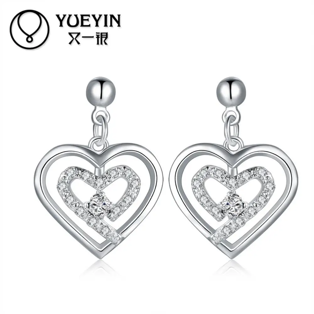 2014 New supplies 925 heart earrings fashion Brand bijoux With CZ Crystals | Украшения и аксессуары