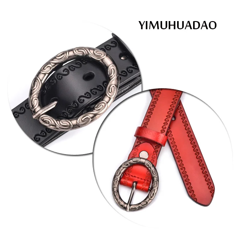 Fashion female genuine cow leather belt high quality belts with vintage pin buckle for ladies customized women's waistband . |