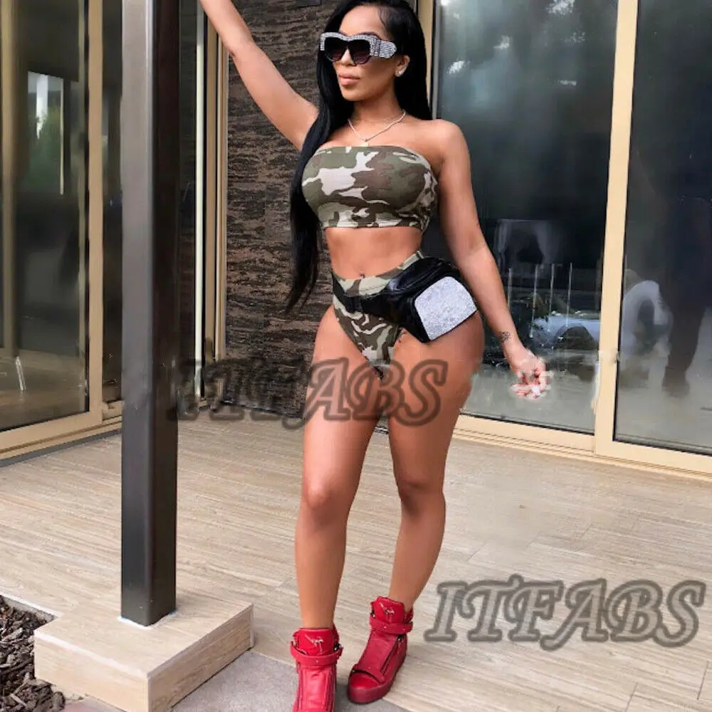 Женский купальник с пуш апом и бюстгальтером бикини камуфляжный без бретелек