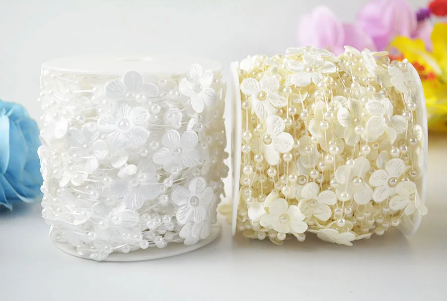 Рыболовная леска белая/Слоновая жемчужина акриловые бусины гирлянда 4 мм