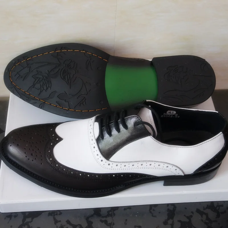 Американский размер 8 для мужчин из натуральной кожи в стиле ретро Черный и белый