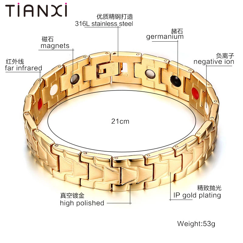 TIANXI New Cool Health Men Magnetic Bracelets&ampBangles Stainless Steel Bangles For Black Gold Silver Bracelets Gift | Украшения и
