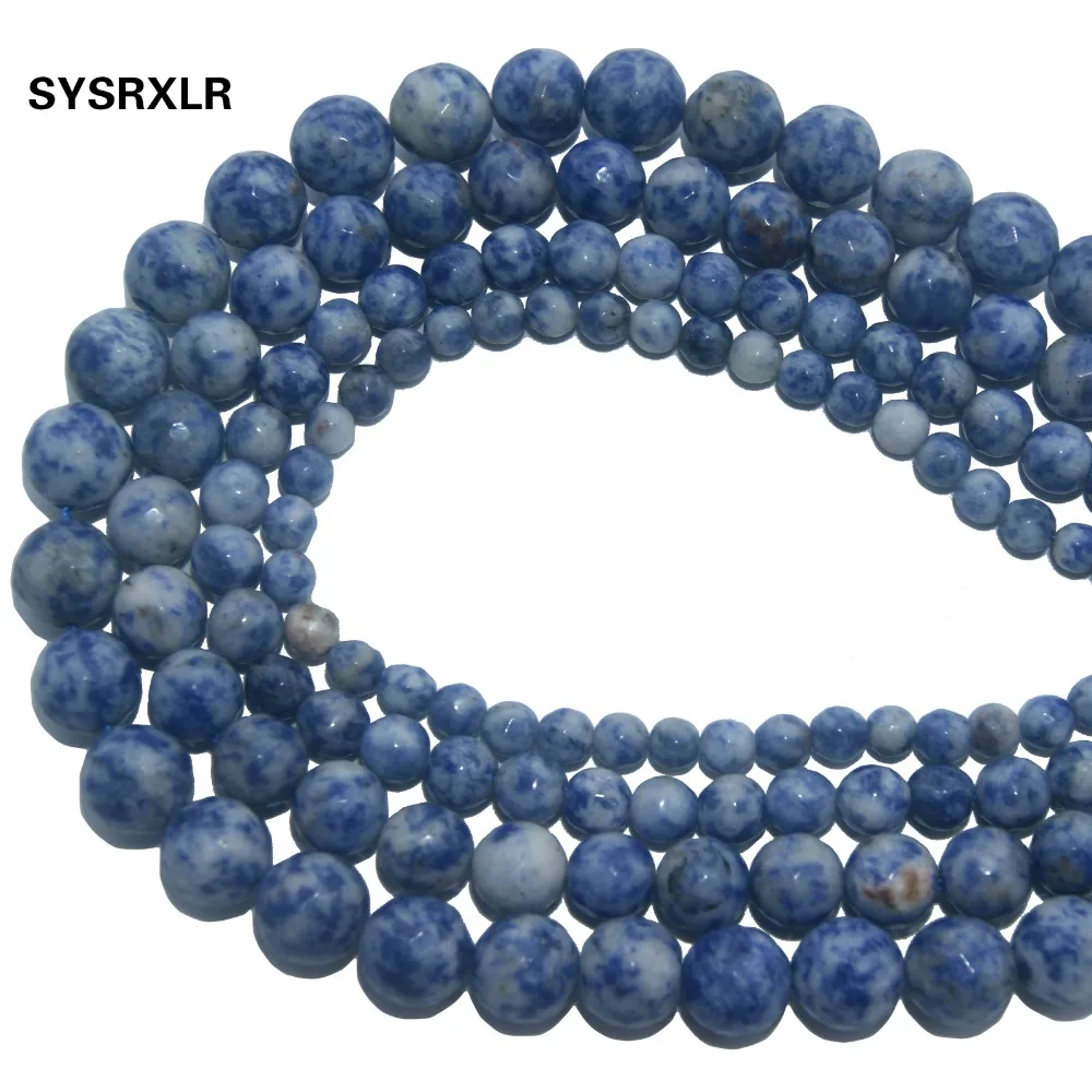 Оптовая продажа блестящие бусины-кальдалиты в виде белых точек с синей жилой для