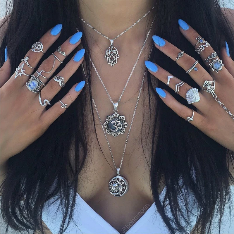 НОВАЯ ЦЕПОЧКА в стиле бохо с пальмой звездами луной Женская индивидуальная