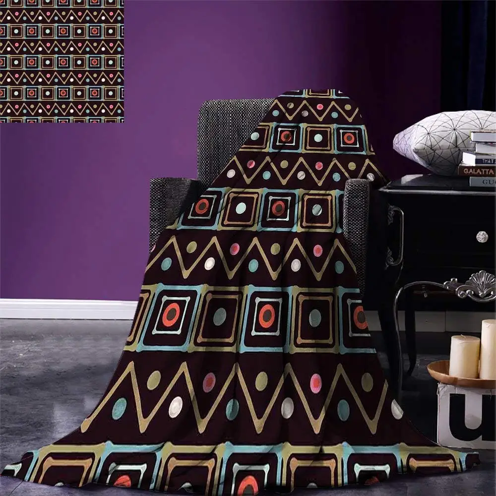 Африканские горизонтальные родные границы в ярких цветах квадраты зигзаг полосы