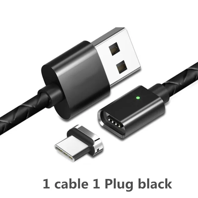 Магнитный зарядный usb-кабель, быстрая зарядка, для iphone 8 Plus, USB зарядное устройство для samsung S9 Plus, Xiaomi redmi note 7, быстрая зарядка телефона - Цвет: black