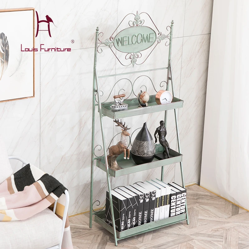 

Louis Fashion Plant Shelves American country individuality iron art antique display home balcony living room Retro Green