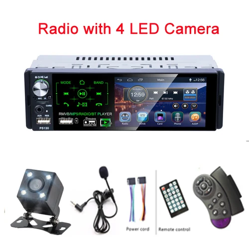 With 4 LED Camera Podofo RDS автомагнитолы 4," сенсорный экран Мультимедиа MP5 плеер Авто стерео радио bluetooth Поддержка Micophone и камера заднего вида - Цвет: With 4 LED Camera