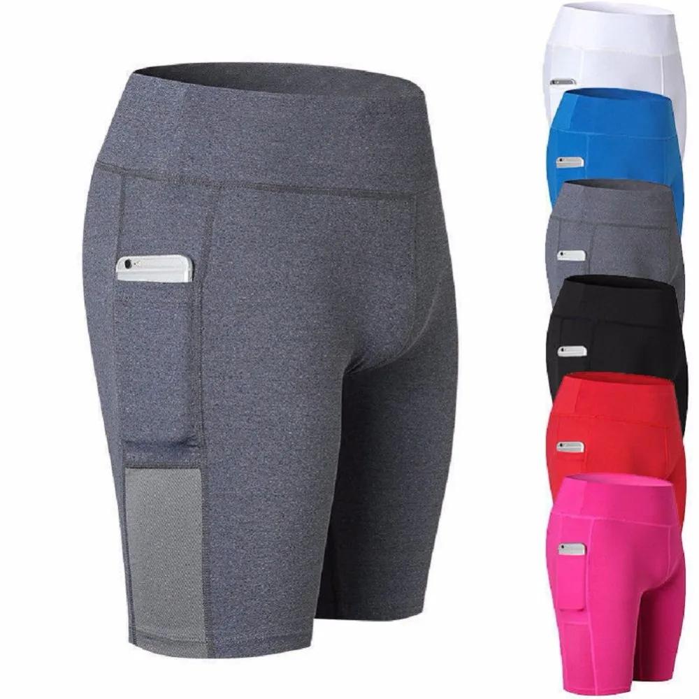 Эластичные шорты с высокой талией для занятий йогой и телефонным карманом