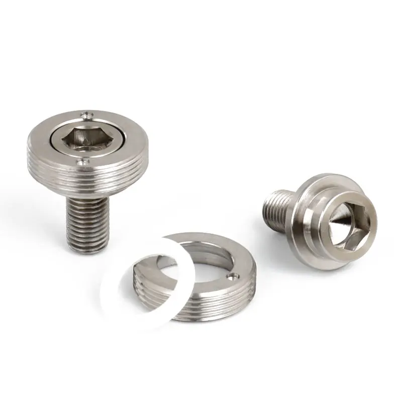 Titanium 2 Sets Deemount 2 комплекта титановый сплав M8* 15 велосипедные шестигранные болты для квадратного прохода Brompton Нижний Кронштейн W/прокладка крышки от пыли велосипед Ti части - Цвет: Titanium 2 Sets