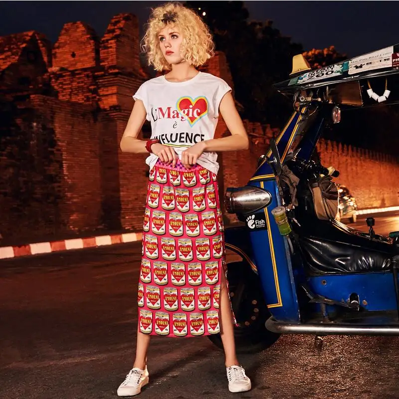 2019 Летняя мода печати юбки для женщин Новое поступление Высокая талия chic