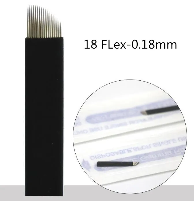 0,18 мм черный Nano flex 12u/14u/16u/18u/21 U форма микроблейдинг иглы для микроблейдинг tebori Permannet ручка-держатель игл