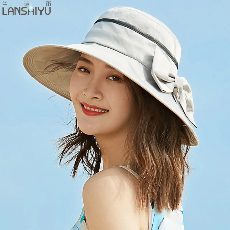 Lanshiyu летнее солнце шляпа для Для женщин packable Chapeu feminino Praia chapeau Femme Лен UPF широкими