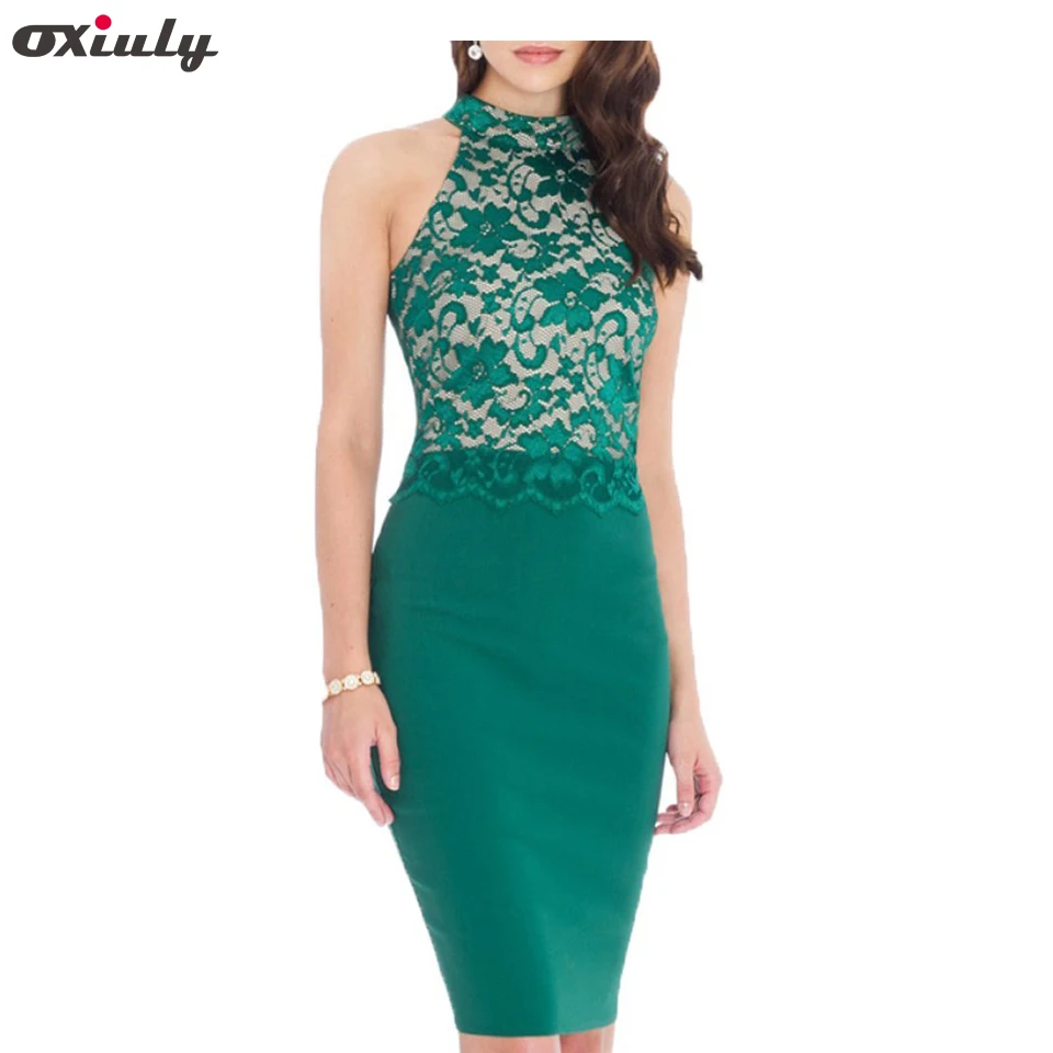 Oxiuly женское сексуальное кружевное лоскутное стрейчевое Платье-футляр без