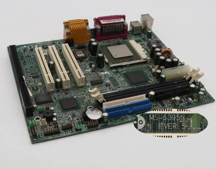 100% OK оригинальный IPC материнской MS-6395 VER: 5 810 ISA платы с VGA 3 * PCI LPT 1 слот Процессор
