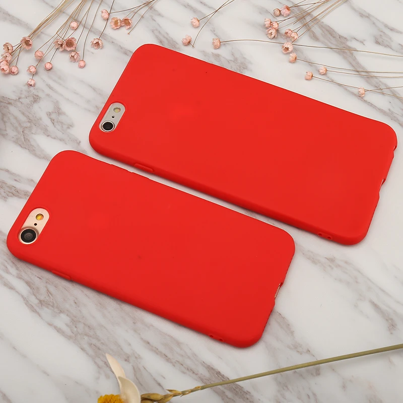 Luxury Red Case For iPhone X XR XS Max 5 5S SE 6 6S 7 8 Plus 11 Pro 2019 6.1In Soft TPU Silicone Ultra-thin Simple Back Cover |
