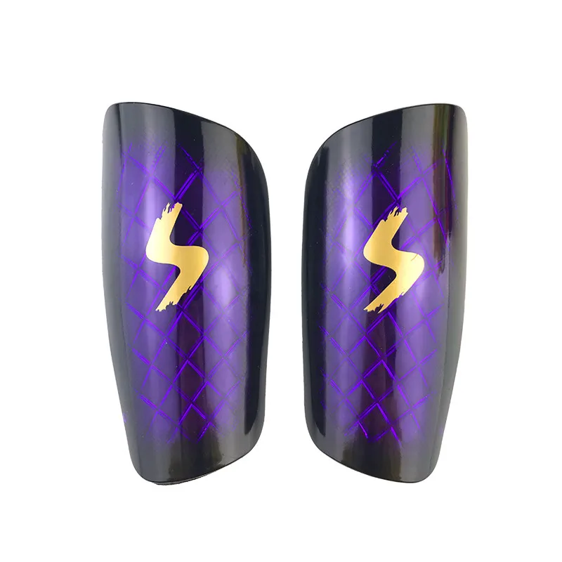 Purple 1 пара футбольных щитки высокого качества Щитки на голени для футбола щиток, для протеза ноги колодки спортивные тренировочные протектор голени espinilleras de futbol - Цвет: Purple