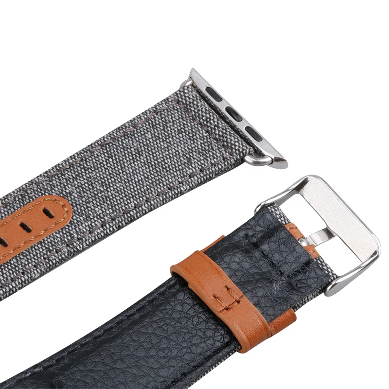 Браслет для apple watch series 4 3 2 1 Сменный ремень для iwatch холст с классической пряжкой темно-синий джинсовый