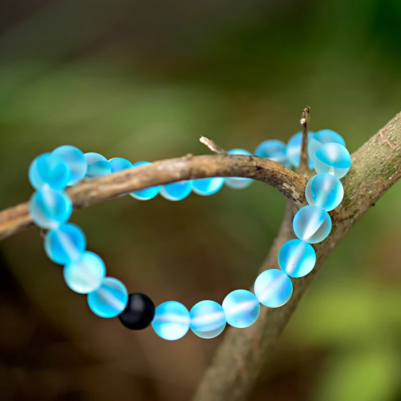 Пара браслет женский лунный камень бисером эластичный фиолетовый расстояние браслет любовник мужской билеклик пульсерас AB234