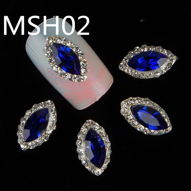 

10pcs 3D rhinestones Blue Rhinestones Marquise Nail Art Colorful Alloy Stickers Glitter Crystal DIY Decorations Nail jewelry